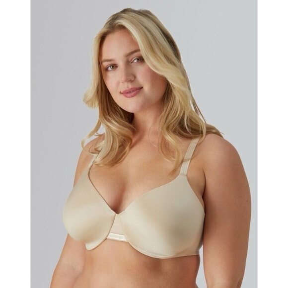 Bali 38DD Bra Soft Taupe Nude Satin One Smooth U Smoothing Concealing 3W11 3B11 - Picture 1 of 3